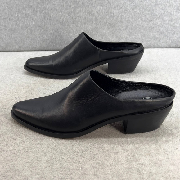 Urban Outfitters Leather Slip On Clog Mules - Black -Women Size 9 - Picture 6 of 10